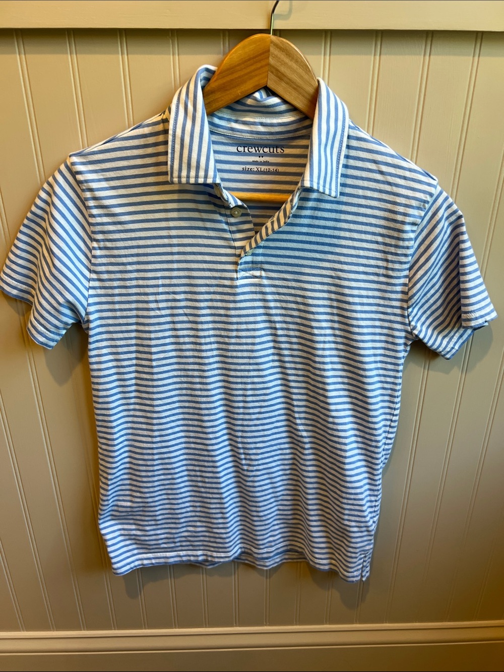 Crewcuts boys Light Blue and White Striped Polo